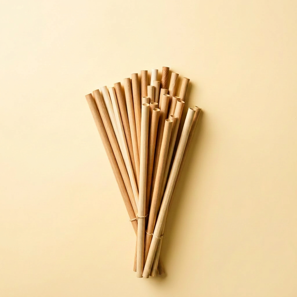 Plant fiber straws and leaves